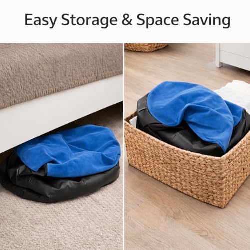 Image of Inflatable Lounge Chair for Adults with Ottoman, Foldable Air Sofa Couch, Portable Blow Up Chair for Living Room Bedroom, Comfortable Indoor Seating, 150 kg Capacity (Light Blue)