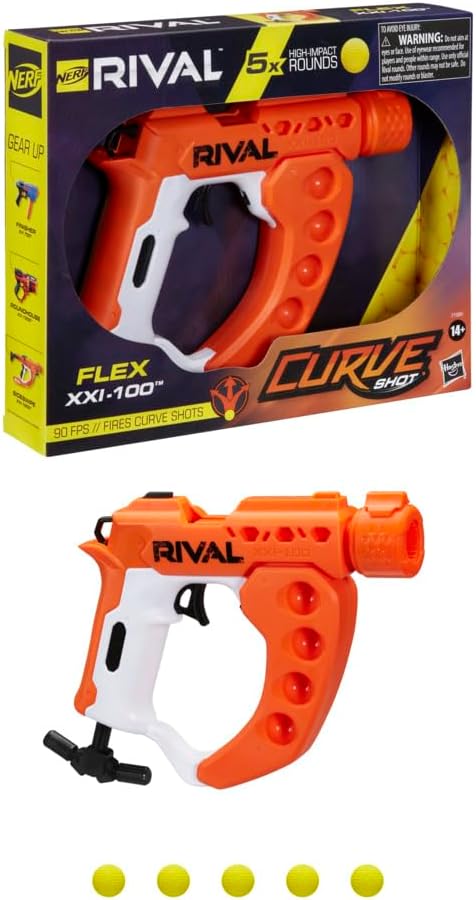 NerfRival Curve Shot - Flex XXI-100 Blaster - Fire Rounds to Curve Left, Right, Downward or Fire Straight - 5 Rival Rounds
