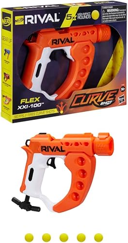 Nerf Rival Curve Shot - Flex XXI-100 Blaster - Rondas de fuego para curvar a la izquierda, derecha, hacia abajo o fuego recto - 5 rondas rivales