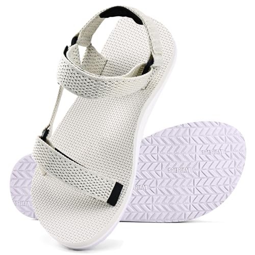 WateLves Damessandalen, comfortabele zomerschoenen, klassieke geweven band, 01 beige, 39 EU
