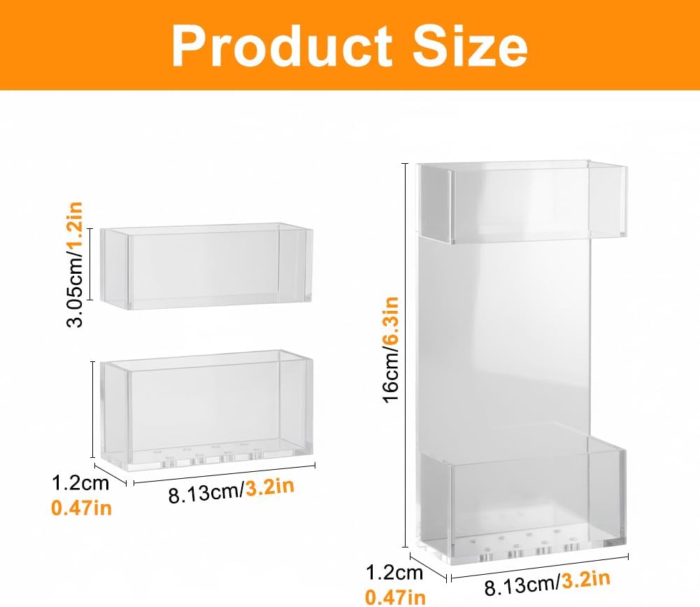 Acrylic Straw Holder for Cabinet Door, 2pcs Reusable Straw Organizer Storage with Sticky Adhesive Fits Both Short & Long Straws for Cabinet Kitchen Counter Cupboard Refrigerator