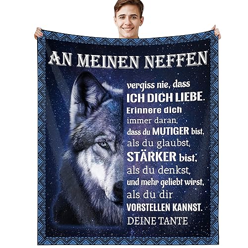 XVBCDFG Geschenke für Neffen von Tante, Decke Geschenke für Meine Neffen Geschenkideen Kuscheldecke für Neffen Junge Geburtstag Weihnachten Abschlussfeier Geschenk Super Weich (130 x 150 cm)