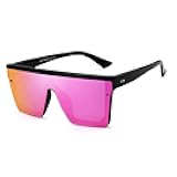 Flat Top Shield Sunglasses Square Mirror Rimless Glasses for Women Men