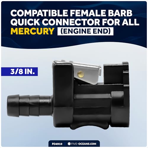 Image of Five Oceans 3 /8 inch Barb Female Fuel Line Connector Compatible with Mercury, Fits All Engine End and Tank End Male Fitting (Pre-1998) - FO4910