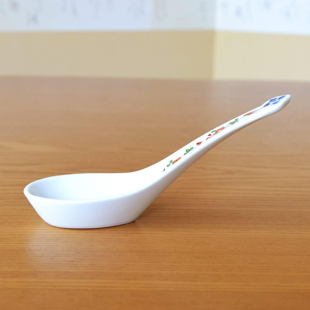 Japanese Ramen Spoon Set of 2 Ceramic Soup Spoon Made in Japan Arita Porcelain for Ramen Udon Fried Rice Hanae