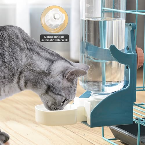 AMSGANK Kaninchen Automatischer Wasserspender, 500 ml Hängend Hamster Trinkflasche Hasen für Kaninchen Meerschweinchen Hamster Chinchilla Frettchen Käfig Hasen Wasserflasche - Blau