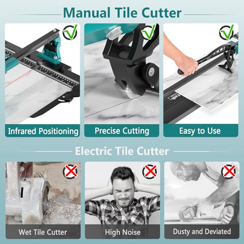 Seeutek 48 Inch Manual Tile Cutter, Porcelain & Ceramic Cutting Tool with Tungsten Carbide Wheel, Infrared Positioning & Adjustable Brackets, Suitable for Professionals and Beginners by Seeutek - Image 4