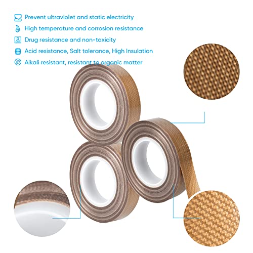 Image of PTFE Coated Fiberglass Telfon Tape,high Temperature Tape;Drying Mechanical Conveyor Belt; Welding Sealing Tape; -196℃ - +300℃ (Brown5, 13mm x 12yards x 0.18mm)