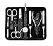 Produktbild nippes Solingen Premium Line Maniküre Set Karbon, 7-teilig, Edelstahl rost- und nickelfrei, Rindsleder-Etui mit Reißverschluss, Schwarz, Nagelpflege Set, Pediküre Maniküre, Made in Germany