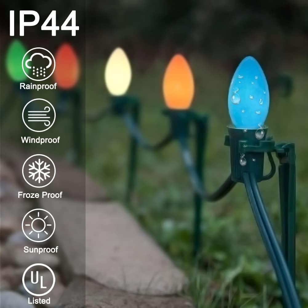 Christmas C7 LED Light Bulbs C7 LED Bulbs 25 Pack C7 LED Replacement Bulbs C7 LED Christmas Lights Replacement Bulbs 0.6 Watt C7/E12 Candelabra Base for Candle Christmas Tree Patio Christmas Decor