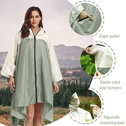 SaphiRose Unisex Rain Poncho Hooded Waterproof Raincoat for Adults Women3