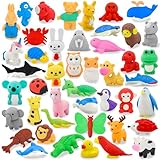 LanMa Animal Erasers for Kids 45 Pack Desk Pets Erasers for Kids Classroom Prizes,Easter Egg Fillers,Back to School Supplies,Party Favors Gifts