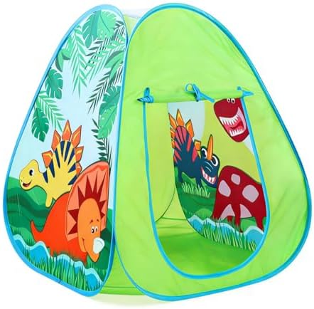 Pop Up Spielzelt Mit Dinosaurier-Motiv, Spielhaus für Kinder Drinnen & Draußen, Faltbares Zelt Für Kleinkinder, Spielhaus Als Geschenk Für Mädchen Und Jungen