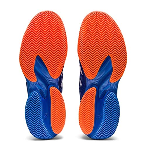 Tenis ASICS Court FF 3 Novak Clay (Saibro) Masculino Azul Branco e Laranja Modelo 2023 (br_footwear_