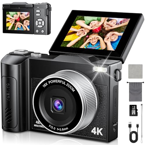 Cámara de fotos 4K y 48MP con tarjeta de 32GB, el regalo ideal para niños y adultos