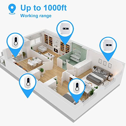 Huwoo Wireless Doorbell Battery Powered Door Bell Chime Waterproof Push Button 1000+ Feet For Classroom/Home/Office/Business/Store #TOP6