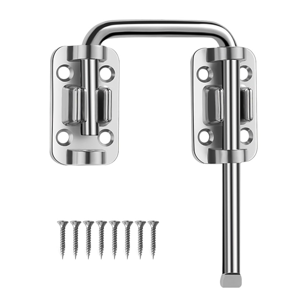 Dongker Silver Patio Sliding Door Loop Lock,Stainless Steel Door Latch Lock With Screws For Window Barn Garden Fence Gate Shed Garage