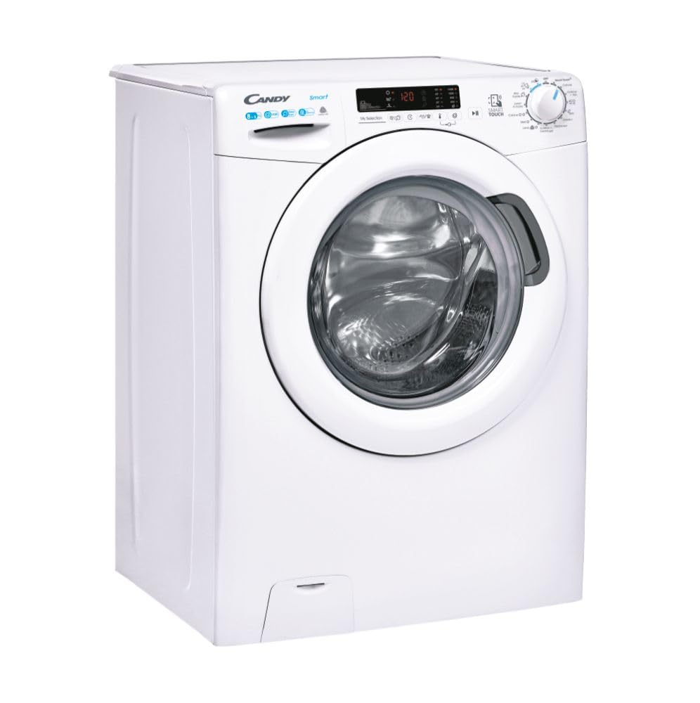 Candy Smart CSWS4852DW3/1-11, Lavasciuga a carica frontale, 8+5 KG, Classe D, 1400 giri, 79 dB, Partenza Ritardata, 16 programmi, Bianco, AxLxP 85x60x53 cm