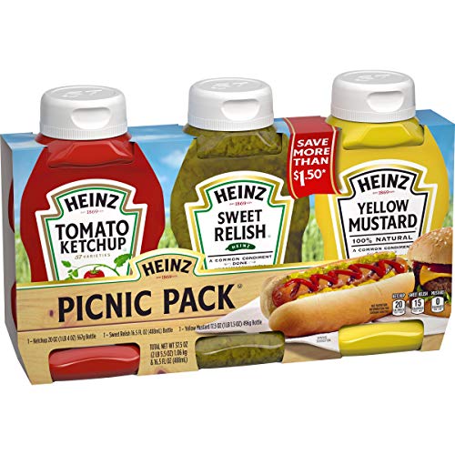 Heinz Tomato Ketchup, Relish, And Mustard Picnic Pack, 3 Count #TOP4