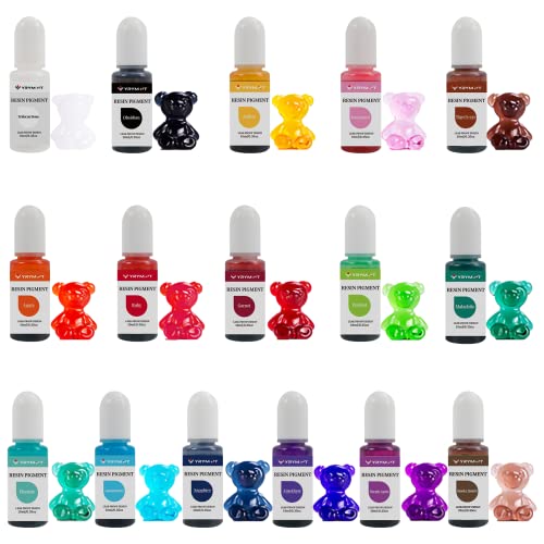 YRYM HT Epoxy Resin Pigment - 16 Colors Non-Toxic Epoxy Resin Color Pigment for Resin Coloring, Concentrated Resin Dye for Jewelry Making, Art, Paint, Crafts - 0.35oz/10ml Each