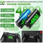 Controller Charger Station with 2x4800mWh Rechargeable Battery Packs Compatible with Xbox One/Elite/Series X|S, Controller Charging Dock, XB Gaming Accessories with 9 RGB Modes and 4 Battery Covers