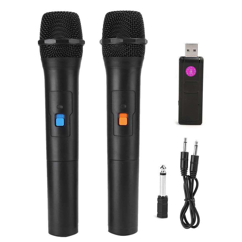Ejoyous V16U Micrófono Inalámbrico Universal, Micrófono Inalámbrico Profesional 2 en 1 VHF Receptor USB Micrófono de Mano con Receptor para Karaoke Actuaciones en Reuniones Fiestas
