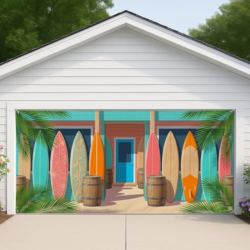 Housse de garage tropicale pour masquer une porte et décorer l'été - 6
