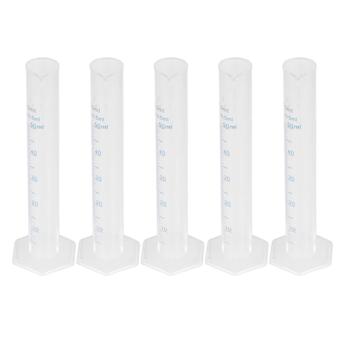 Cabilock 5 Piezas Cilindros de Medición Probeta Plástica Graduada Transparente con Base Hexagonal