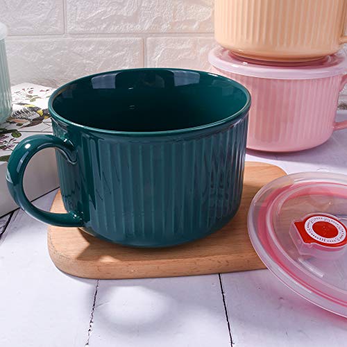 Lmrlcs Microwavable Soup Bowl With Handle And Lid, 30.4 Oz Cereal Bowls For Oat Instant Noodles, Snacks (Green) #TOP2