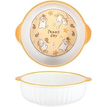 Cartoon personality ceramic cute primary school student tableware, round creative household bowl and spoon set tableware - Hydrangea Cat - 7.5 inch double-eared bowl