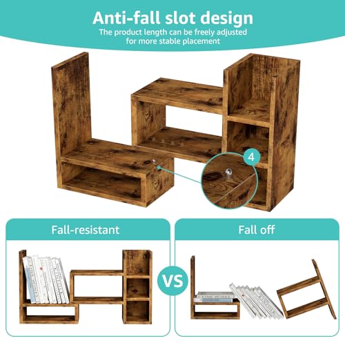 Image of NUTIKAS Desk Shelves Desktop Organizer Shlef - Rustic Office Organization for Top of Desk Organizers and Accessories Corner Bookshelf Table Top Shelving Small Hutch Decorations for Office