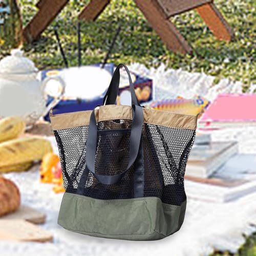 Mesh Beach Bag Travel Handbag Convenient for Women Men Large Beach Tote Shoulder Bag for Vacation Outdoor Swimming 5