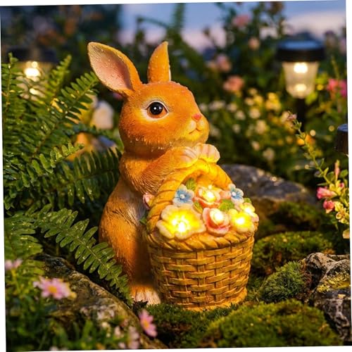 Statue de lapin solaire résistant aux intempéries jardin sans fil