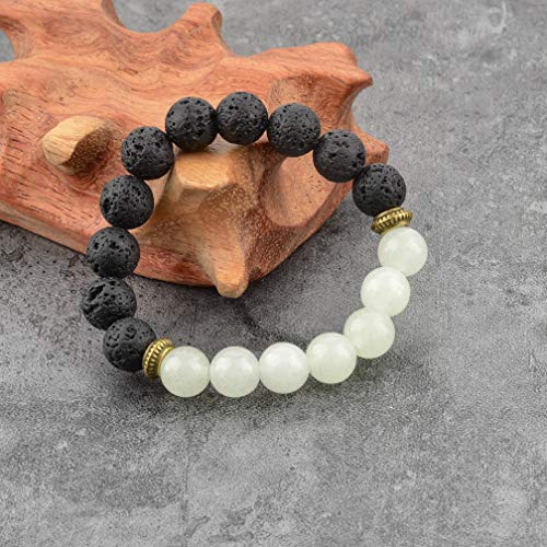 Mystiqs Kids Blue Glowing Stone & Lava Rock Beaded Bracelet Essential Oil Diffuser For Aromatherapy Ideal For Anti-Stress Or Anti-Anxiety Made With Real Stones No Silicone No Plastic 3-6 Years Old #TOP3