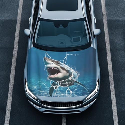 Image of Cute Shark Hood Cover for Truck Stretchable Engine Cover Can be Washed Hood Wraps Universal for Cars