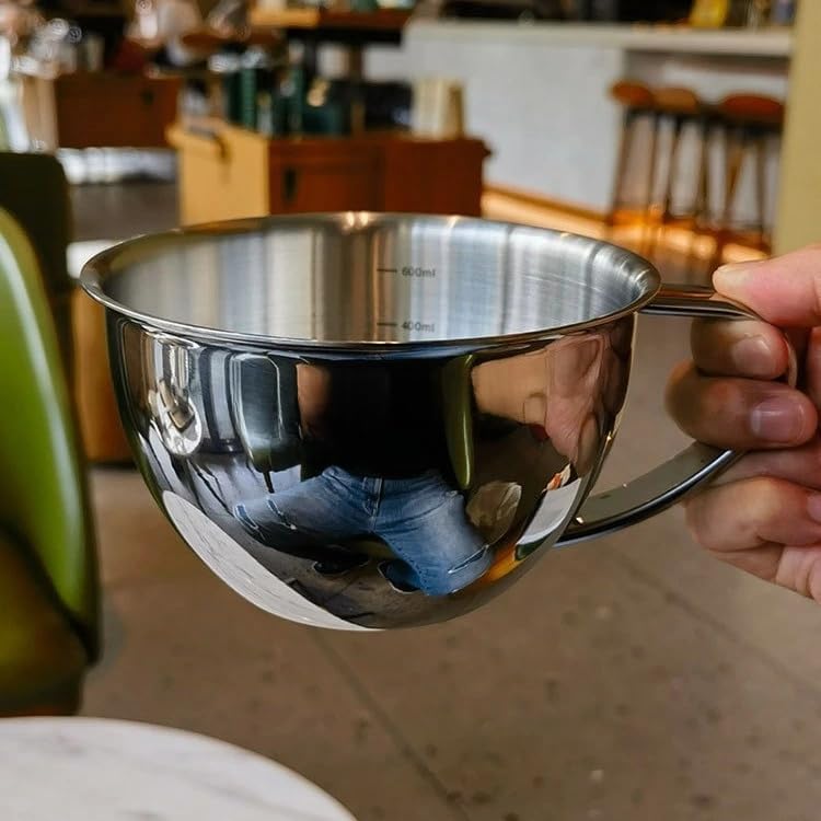 316 Stainless Steel Mixing Bowl, Premium 18/10 Grade, Heavy Duty 368g with Handle, Modern Minimalist Design, Multiple Size Options with Volume Markings (Cup with Lid, 6.3inchs)