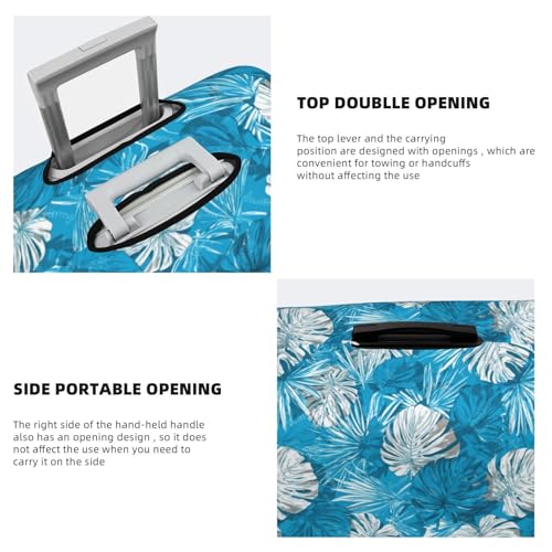 Luggage Cover Protector - Blue and White Tropical Plants Print Fit 22-24 Inch Suitcase Covers for Luggage4