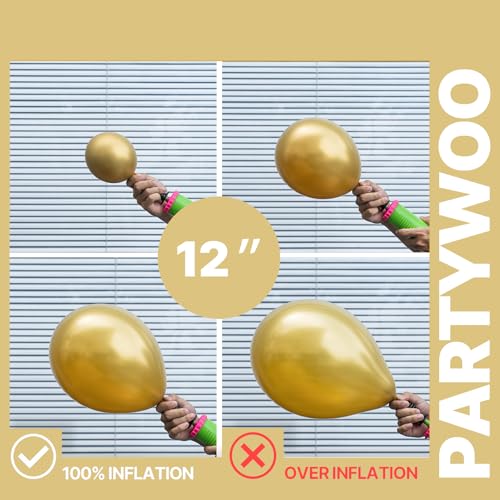 Image of PartyWoo Gold and Black Balloons 100pcs 12 Inch Black and Gold Metallic Balloons for Birthday Wedding Anniversary Graduation Bachelorette Engagement Bridal Shower Retirement Party Decorations