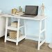 SoBuy® Mesa de Escritorio, Mesa de Ordenador con 2 estantes, Color Blanco,...