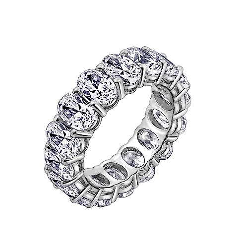 Marilyn Monroe Oval Cut Eternity Ring | Solid 925 Sterling Silver Infinity Band for Women | 7.50 Carats 100 Facet Oval Cut Cubic Zirconia CZ Simulated Diamond Engagement Ring
