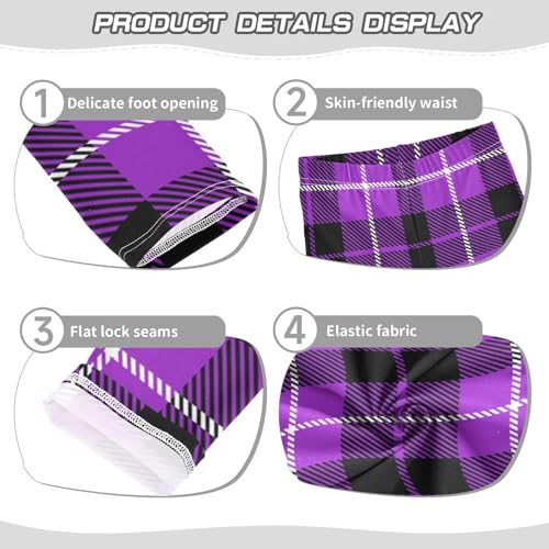 Plaid Purple Black Little Girls Shorts Cotton Cartwheel Shorts Leggings for Vacation3