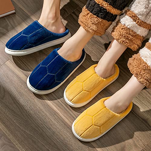 Yuhaotin Couple Men's Winter Indoor Home Plus Velvet Warm Thick Bottom Non Slip Cotton Slippers Mens House Slippers Memory Foam Navy #TOP6