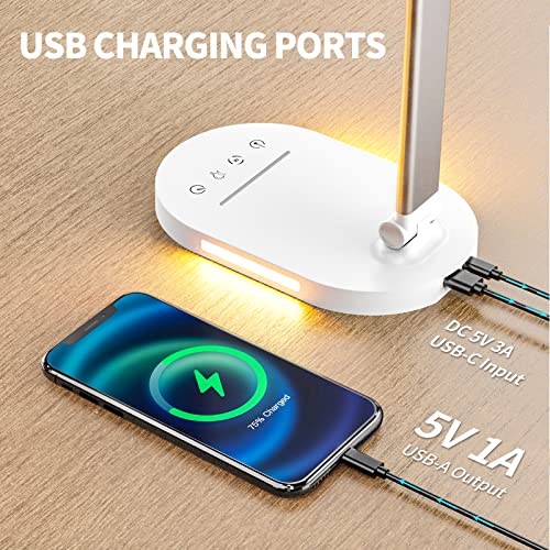 Double Head Desk Lamp For Home Office, Eye-Care Desk Light With Usb Charging Port, Touch Control 5 Color Temperature & Brightness Reading Light With Night Light Mode, 60 Min Timer Desktop Table Lamp #TOP5