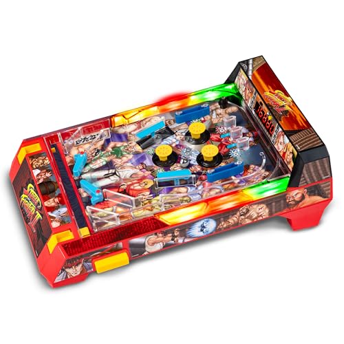 Street Fighter II: Arcade Pinball - Premium Series Lights & Sounds Iconic Tabletop Game LED Scoreboard Vibrating Bumpers Licensed Adults-Kids 6+