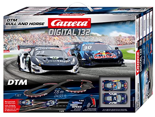 Carrera Digital 132 20030022 Dtm Bull And Horse Digital Electric 1:32 Scale Slot Car Racing Track Set For Racing Up To 6 Cars At Once - Includes Two 1:32 Scale Cars & Two Dual-Speed Controllers Age 8+ #TOP1
