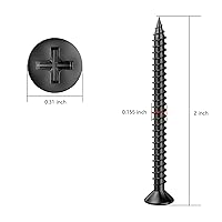 Vista 2 de (200 piezas) #8x2 Tornillo de madera negro rápido metal autorroscante cabeza plana