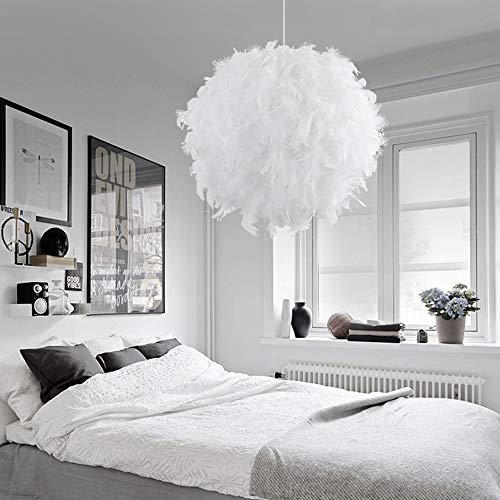 Lámpara colgante de plumas blancas E27 de 30cm para techo de dormitorio 3