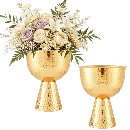 10.6in Gold Centerpiece Vases