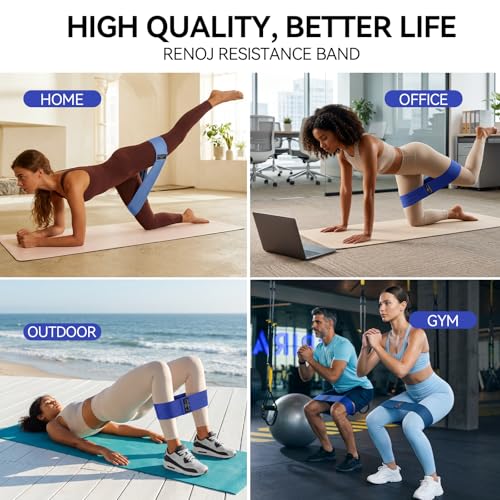 Image of Renoj Resistance Bands for Working Out: 3-Set Professional Exercise Bands for Pilates, Yoga, Home Gym, Booty, Leg Training | Heavy /Medium /Light Fabric Loops for Women Men