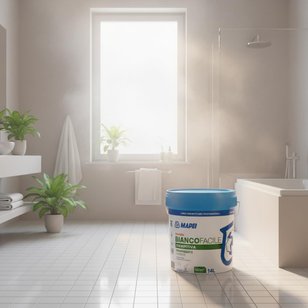 MAPEI Dursilite Bianco Facile Idropittura Traspirante per Interni, 14 Litri, Bianco, Finitura Opaca, Classe A+